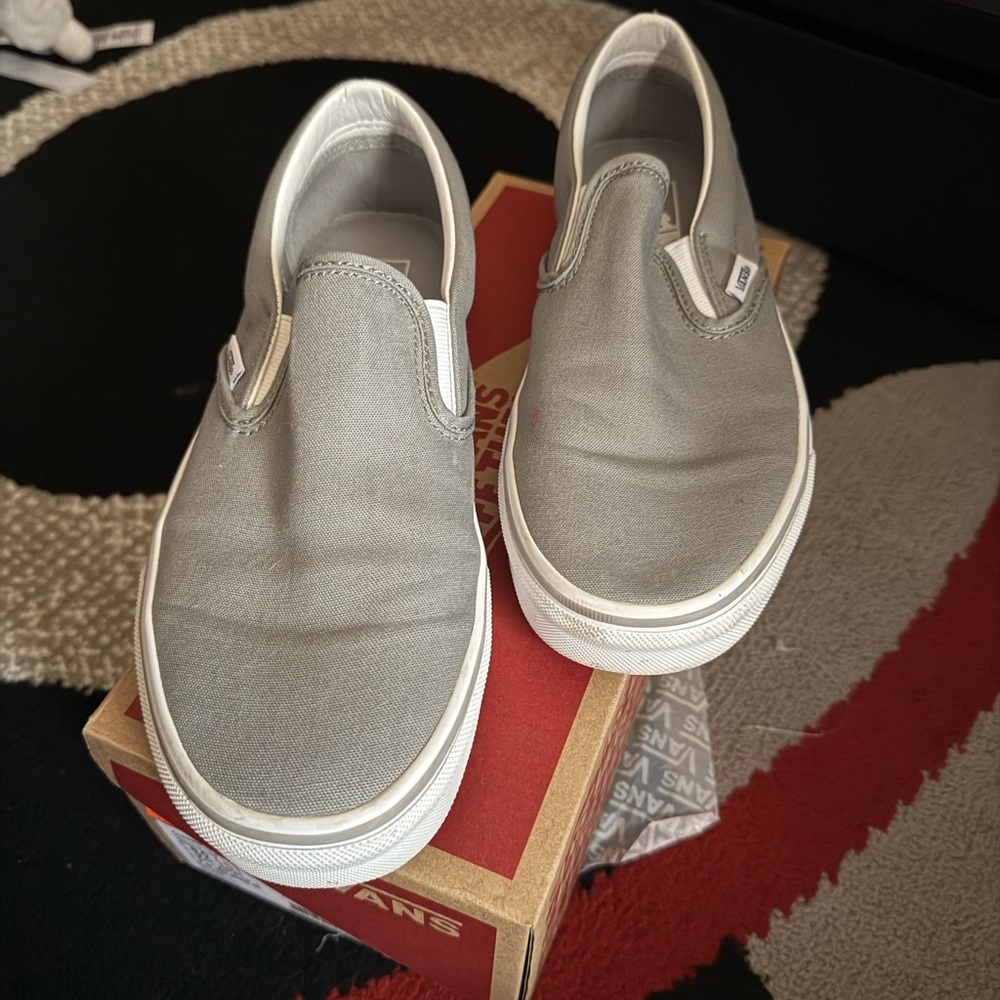 Vans Gray Slip-On Sneakers with Canvas Upper
